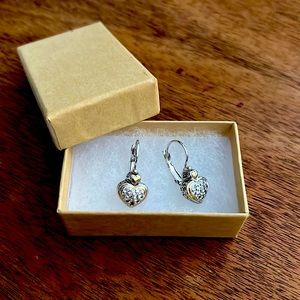 Sterling Silver Heart Two-Toned Earrings